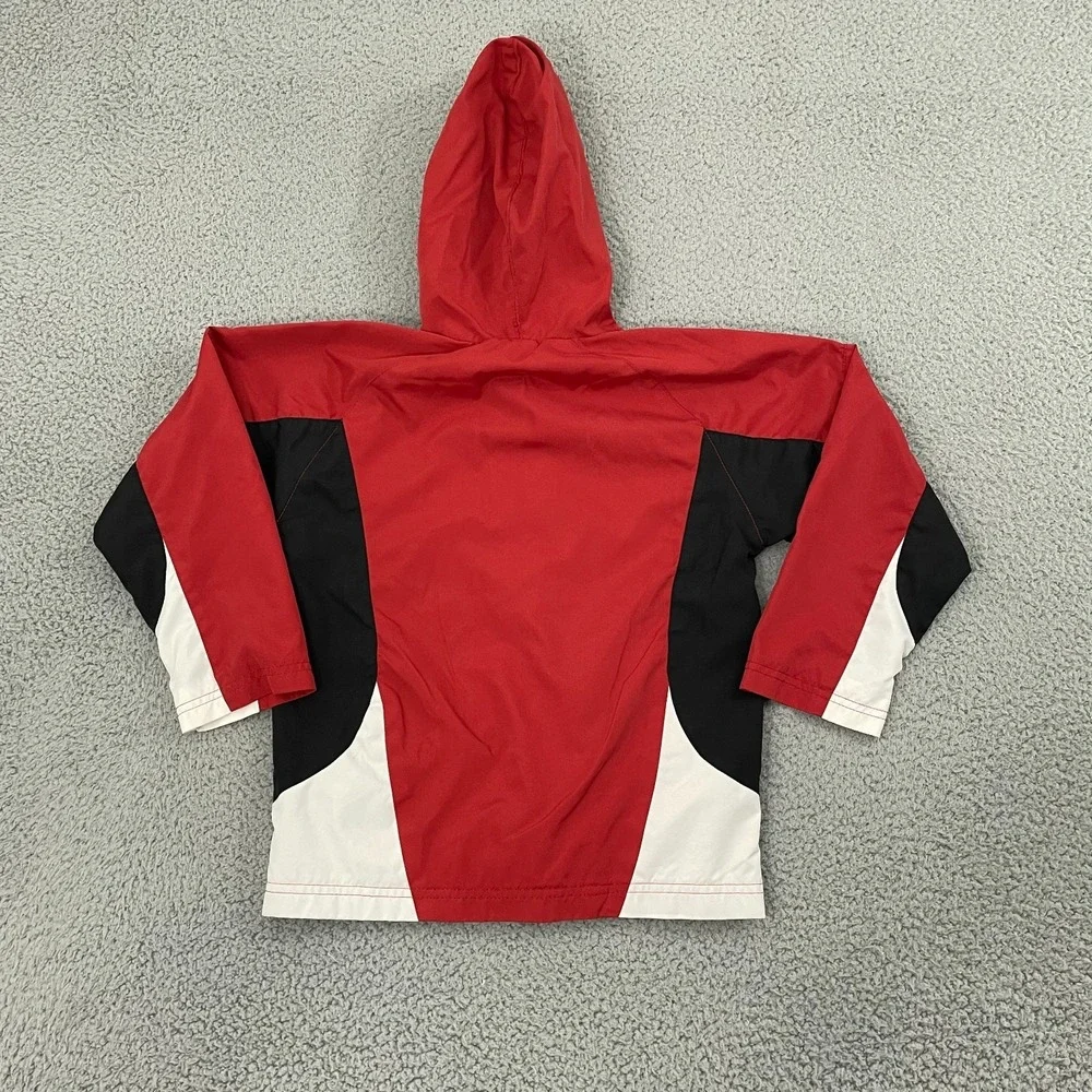Vintage Nike Windbreaker Jacket Kids 7 Red Y2K Hooded Full Zip Windbreaker